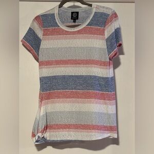 Bobeau Red, Blue, and White Striped Short Sleeve Tee